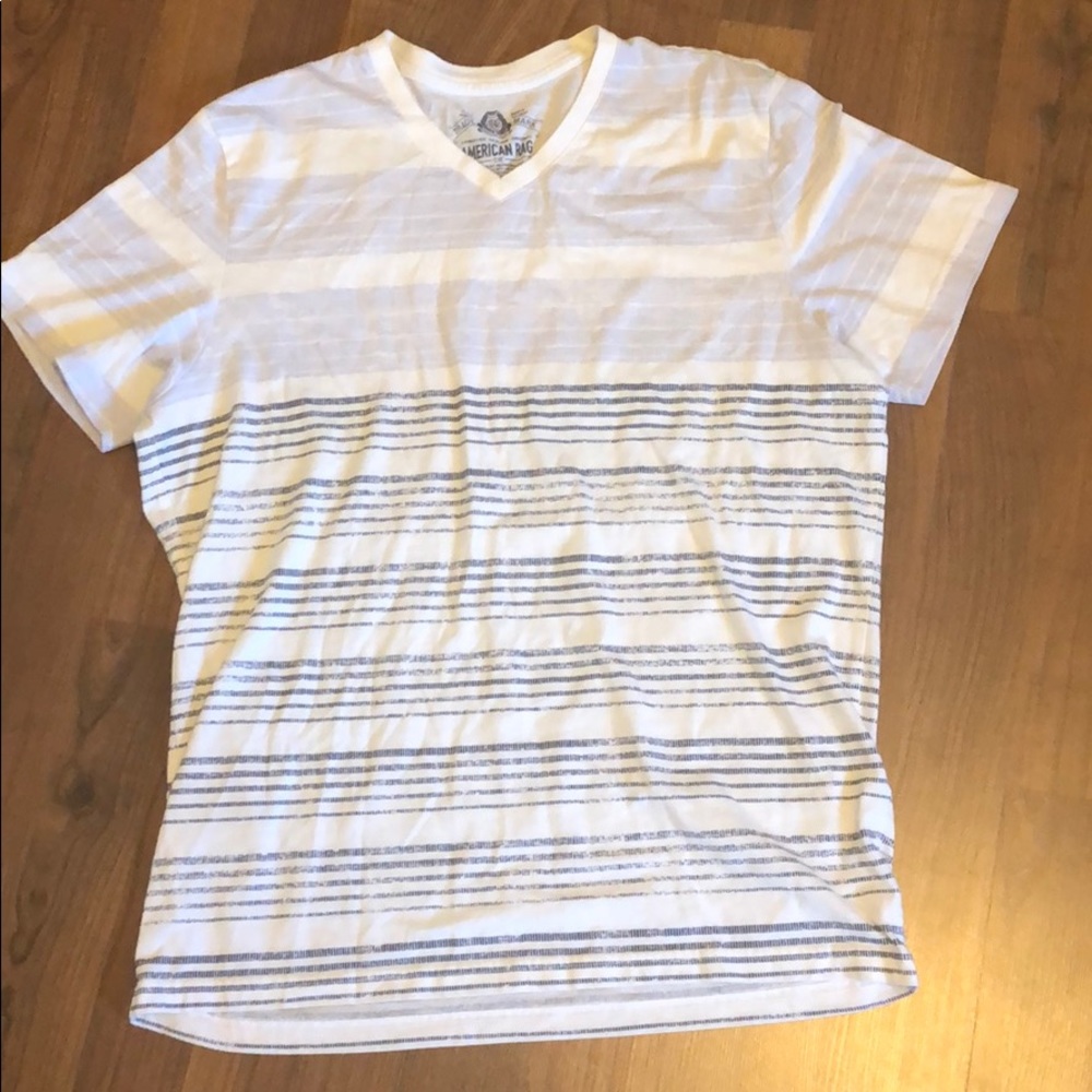 American Rag Blue And White T-Shirt V-Neck